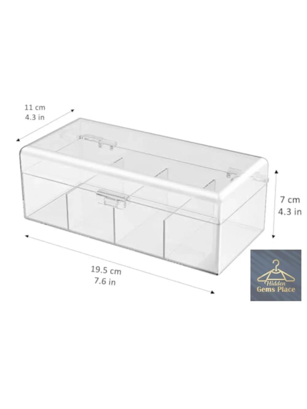 Clear Acrylic Hair Accessories Storage Box with Dividers, 4-Compartment